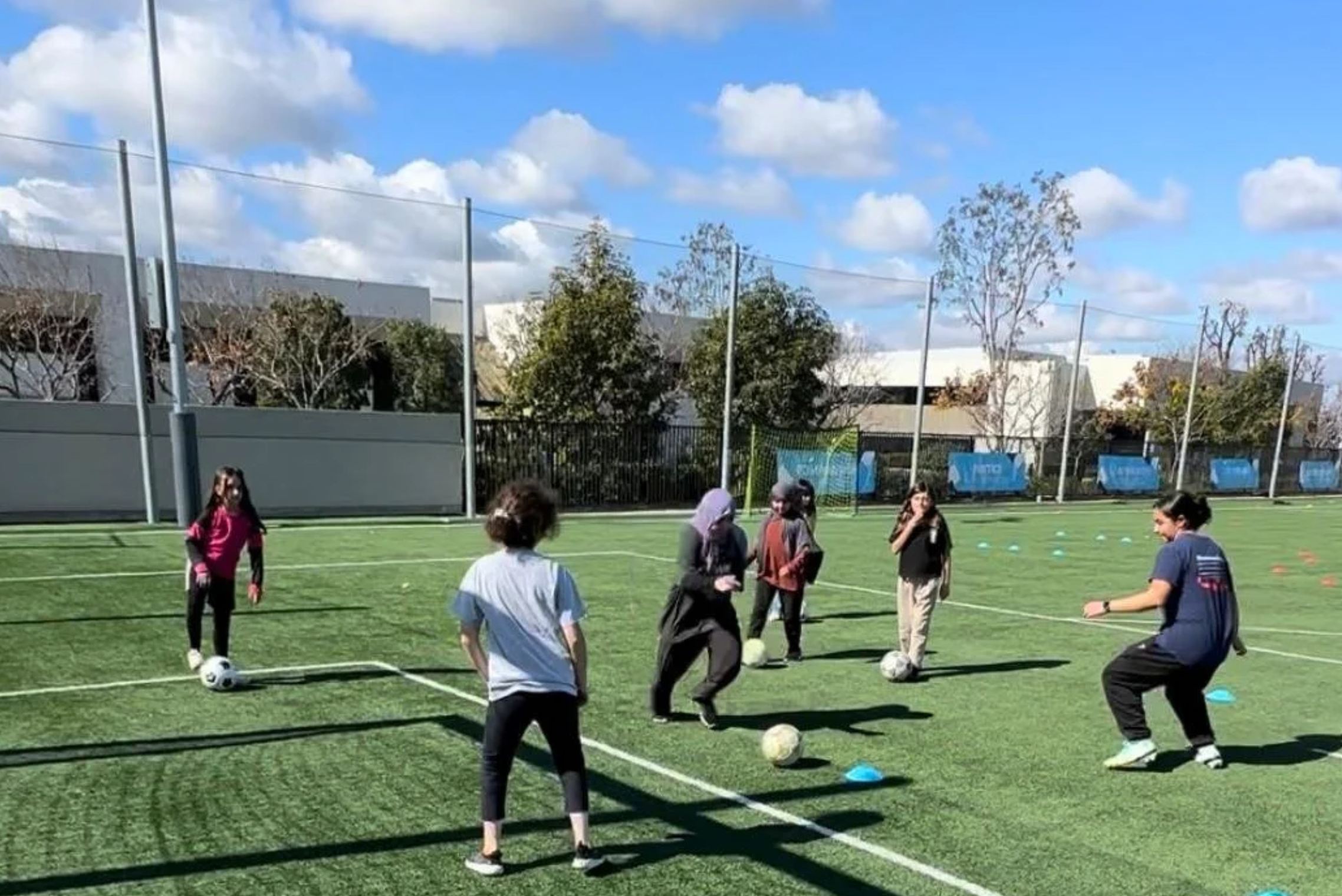 Young athletes working hard at training